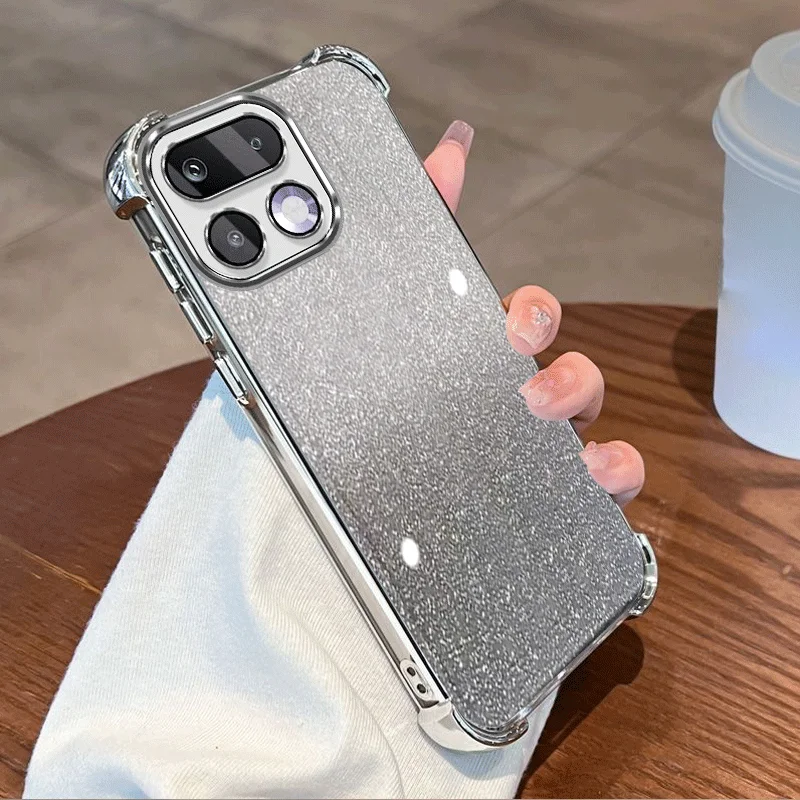 Glitter Plating Clear Protective Cover For Realme 16 Pro 5G Case Flxebile TPU Four-corner Shockproof Fundas