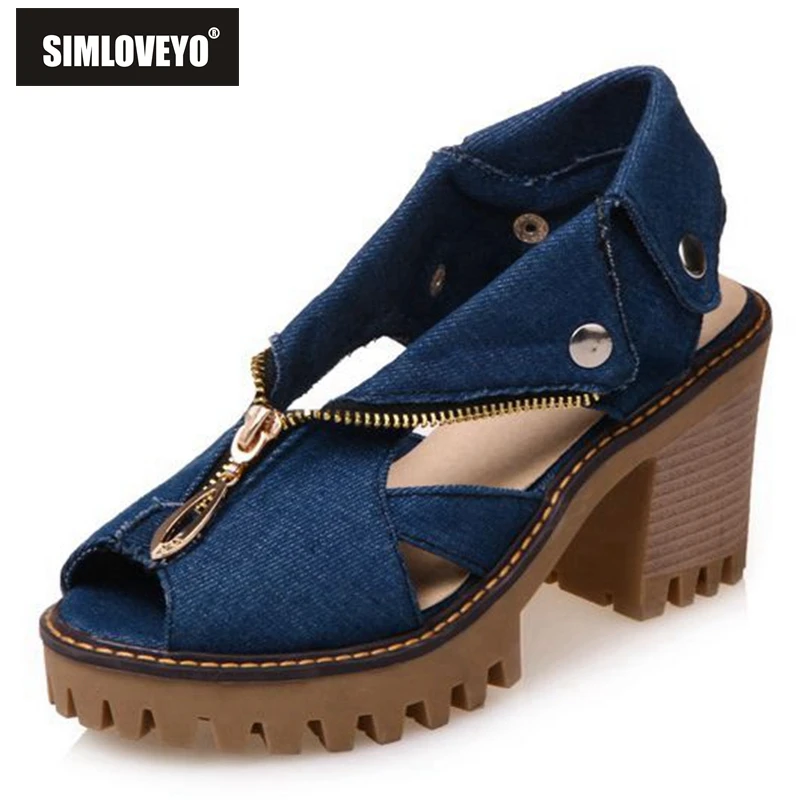 SIMLOVEYO The with mouth women sandals high heels women's slip shoes QL1139