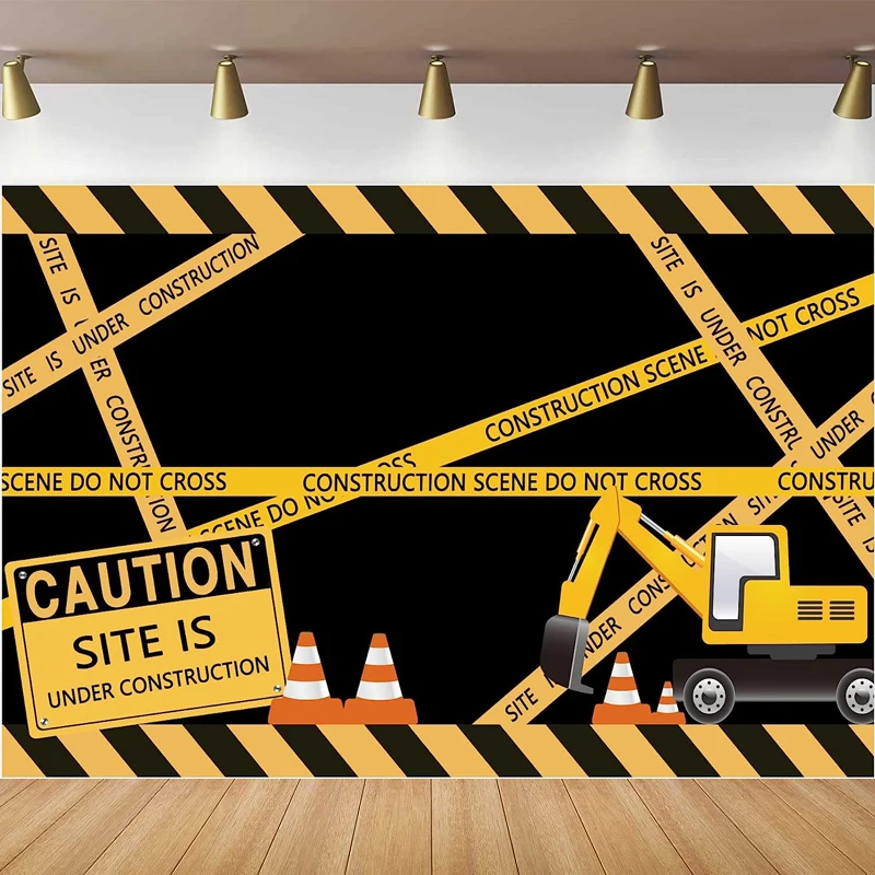 

Construction Site Banner Photography Backdrop For Boys Birthday Party Dump Truck Digger Zone Decor Supplies Background Poster