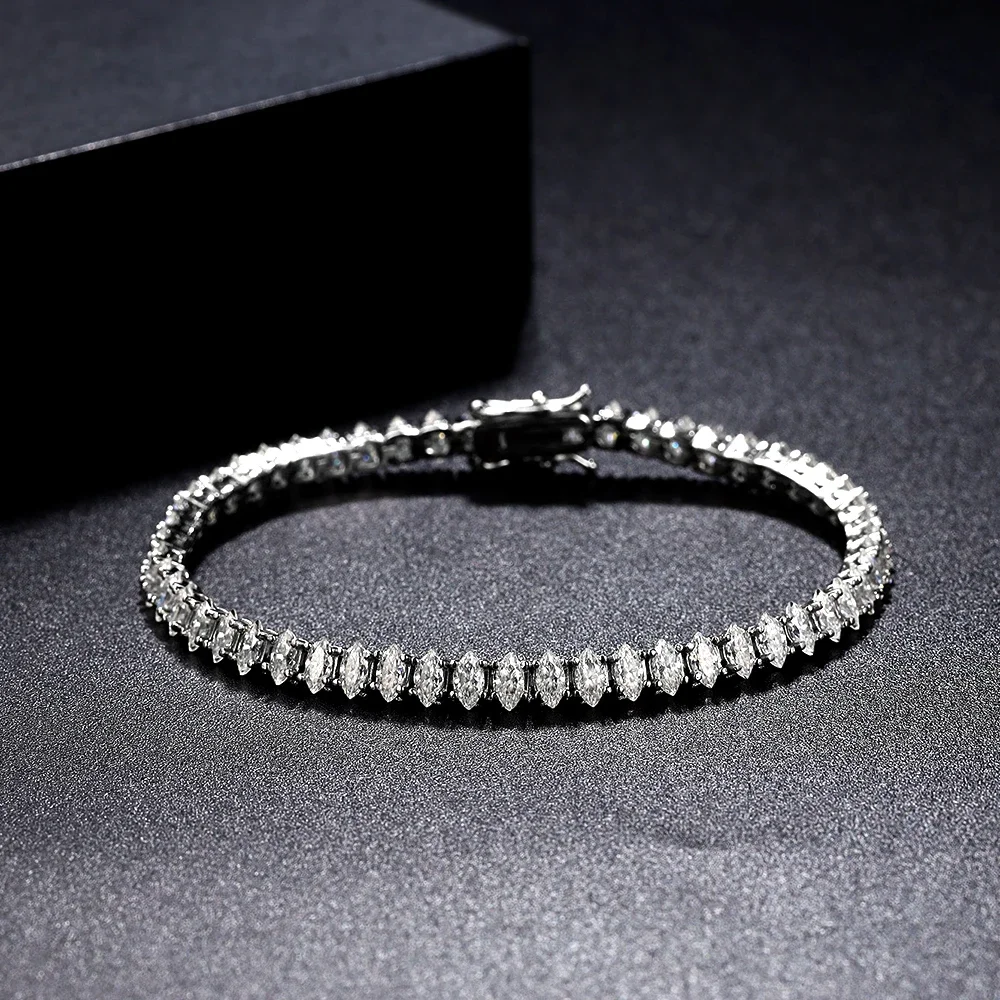 FCGJHW 2*4mm Marquise Cut Moissanite Tennis Bracelets S925 Silver for Women Diamond Hand Chain Party Gifts Fine Jewelry 2026