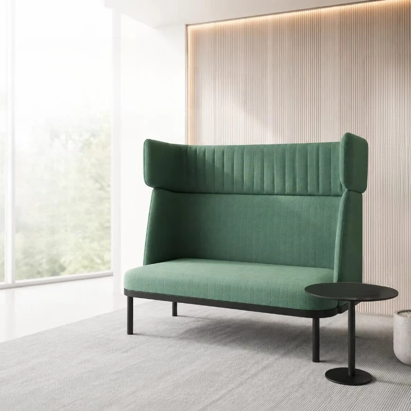 Commercial modern modular office sofa set olive green high back soundproof design with high density sponge, suitable for office