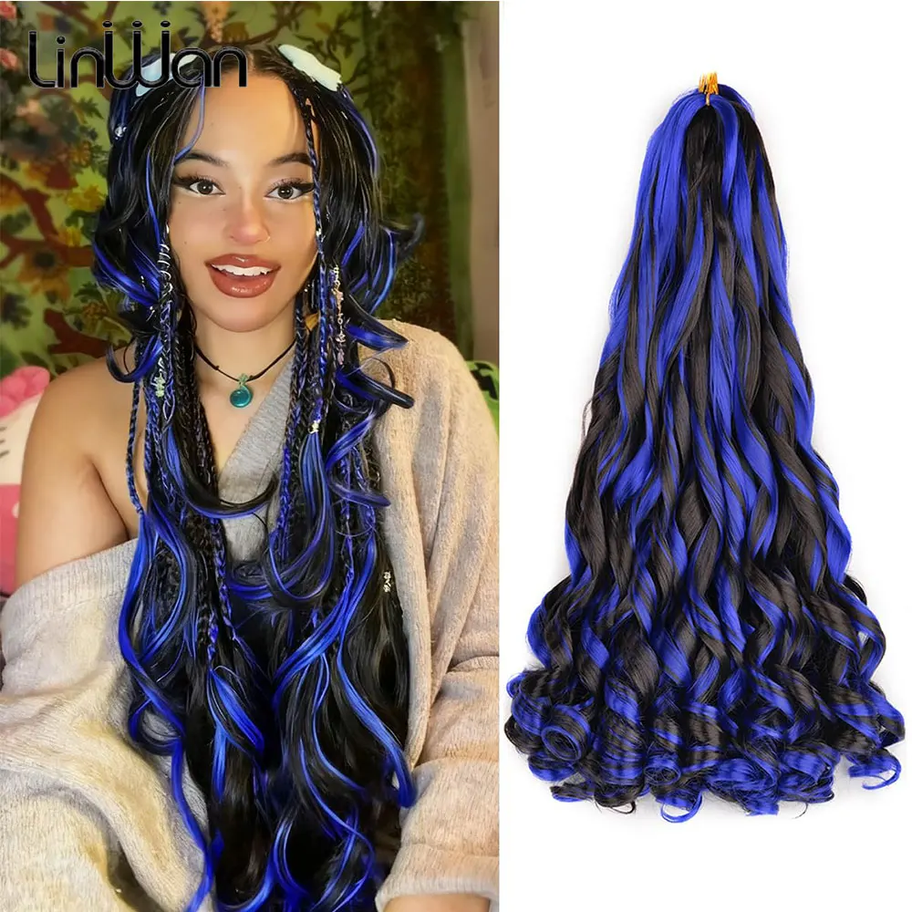 

Французские кудри, плетение волос, 22 дюйма, синтетические волосы, свободные волны, вязанные крючком косы, предварительно растянутые спиральные вьющиеся для женщин