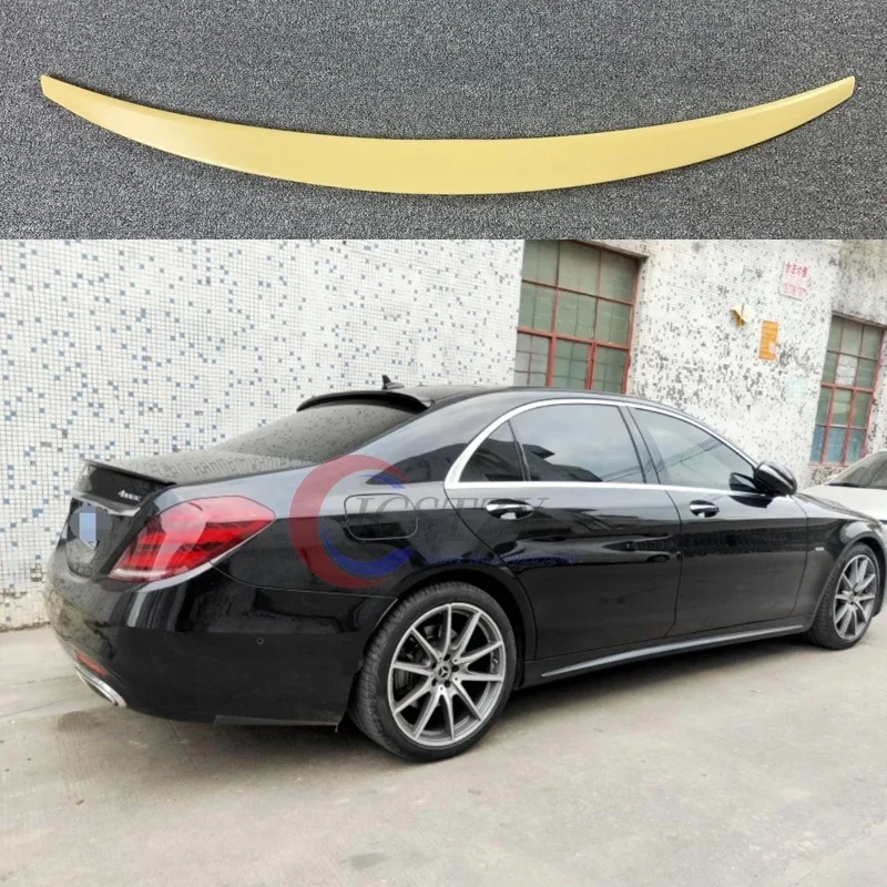 For Mercedes S-Class W222 4-Door Sedan 2014 + S350 S400 S450 S500 S600 Carbon Fiber Spoiler Trunk Lip