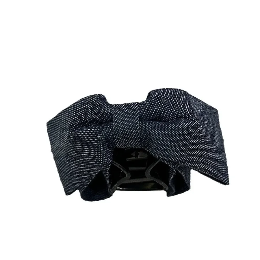 New Fashion Denim Fabric Bow Clip Headgear Back Head Disc Hair Catch Clip Shark Clip