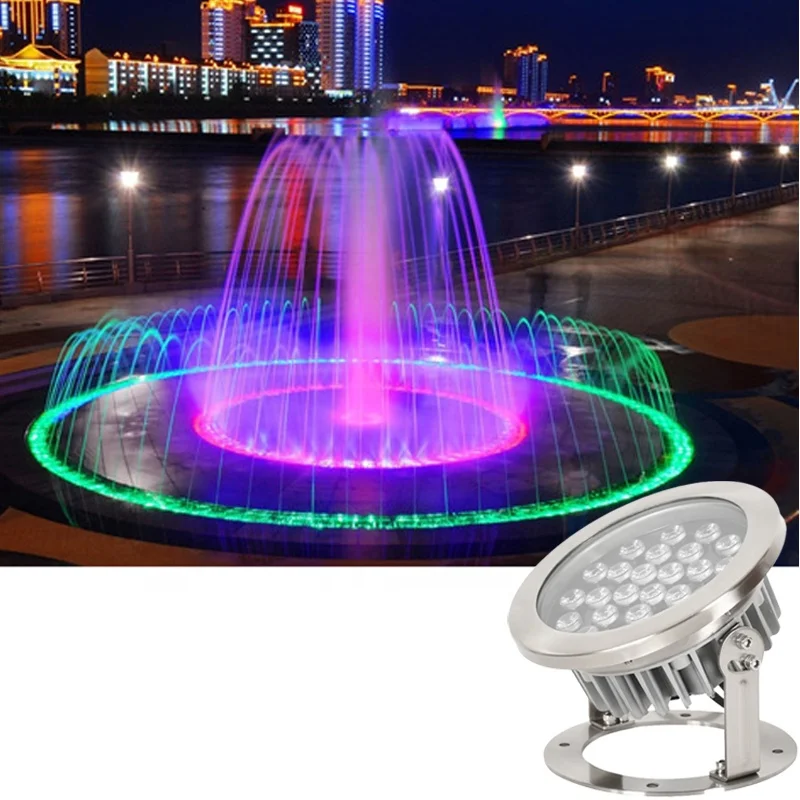 

18w RGB LED Fountain Lights IP68 Waterproof Outdoor Landscape Lighting Underwater Lights DC24V Pool Colorful Spotlights
