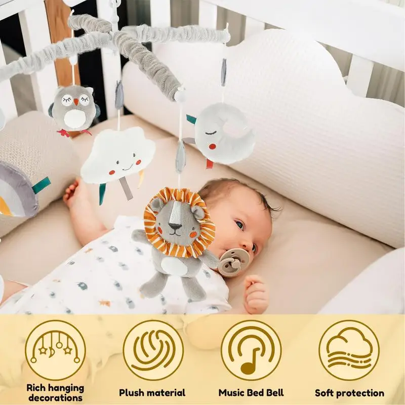 Lettino musicale mobile per bambini Lettino mobile con musica e bambole Decorazione per letto per bambini piccoli Decorazione di design con copertina morbida per ragazze