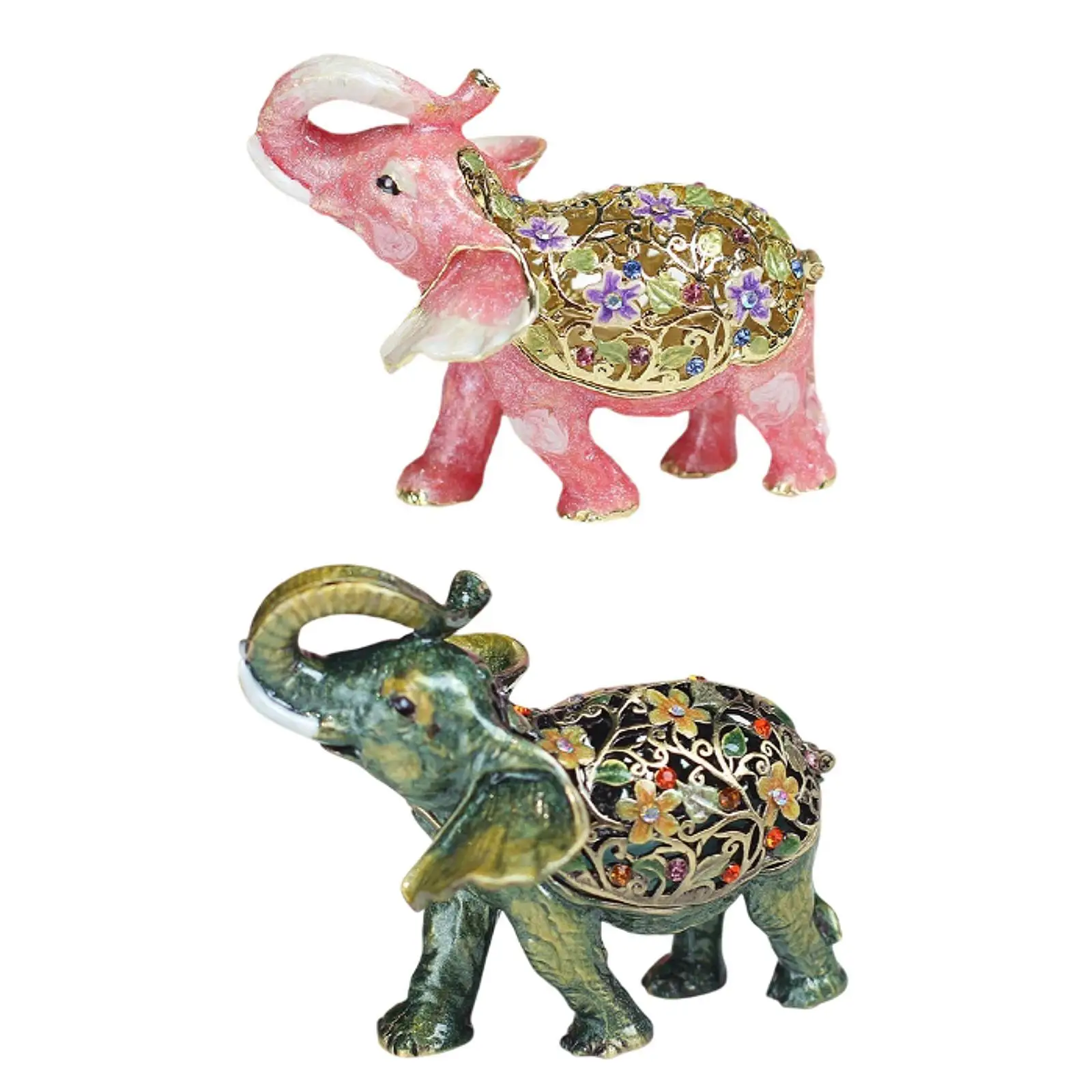 Elephant Jewelry Box Trinket Holder Box Collectible Ornament for Women Creative Gift Home Decor Tabletop Trinket Box Decorative