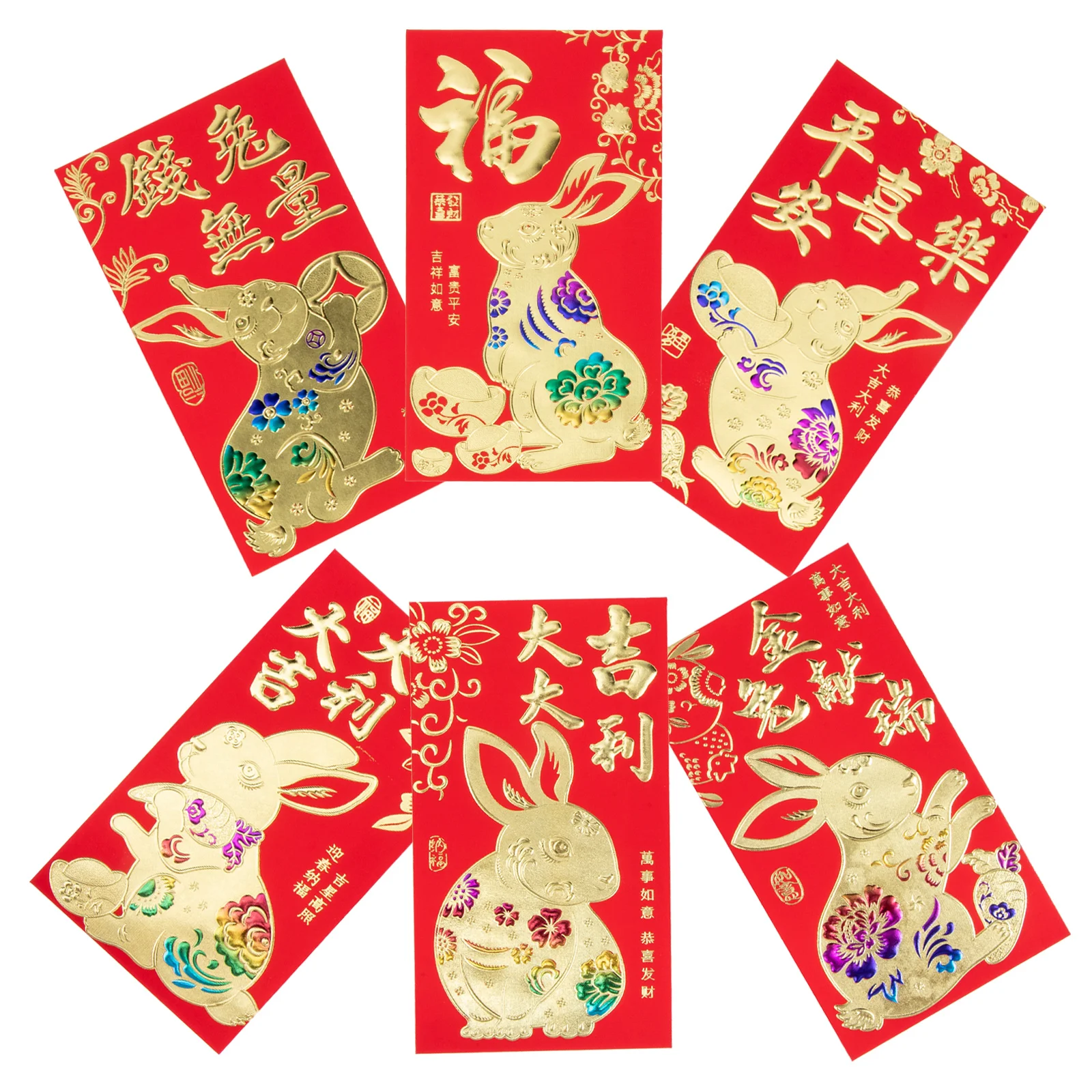 

30 Pcs Year of The Rabbit Red Envelope Hong Bao Chinese Lucky Money Envelopes Style Paper Bag