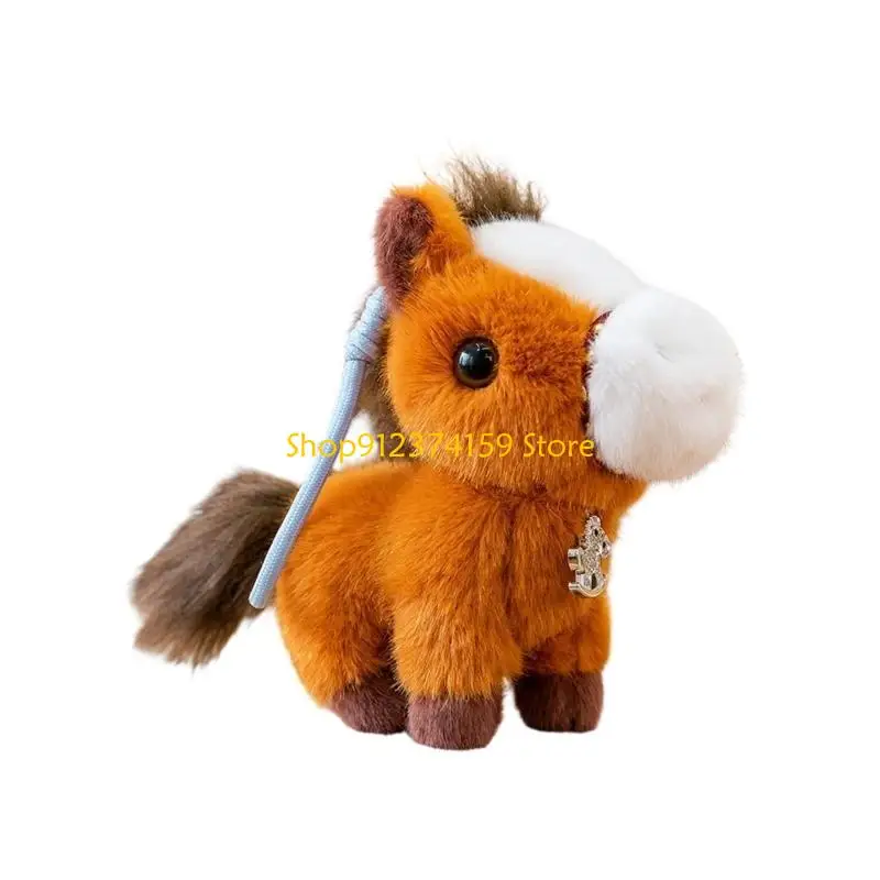 G5AE Plush Horse Stuffed Animal Keychain Soft Horse Keychain Bag Charm for Backpack,Purse and Handbags Animal Keychain
