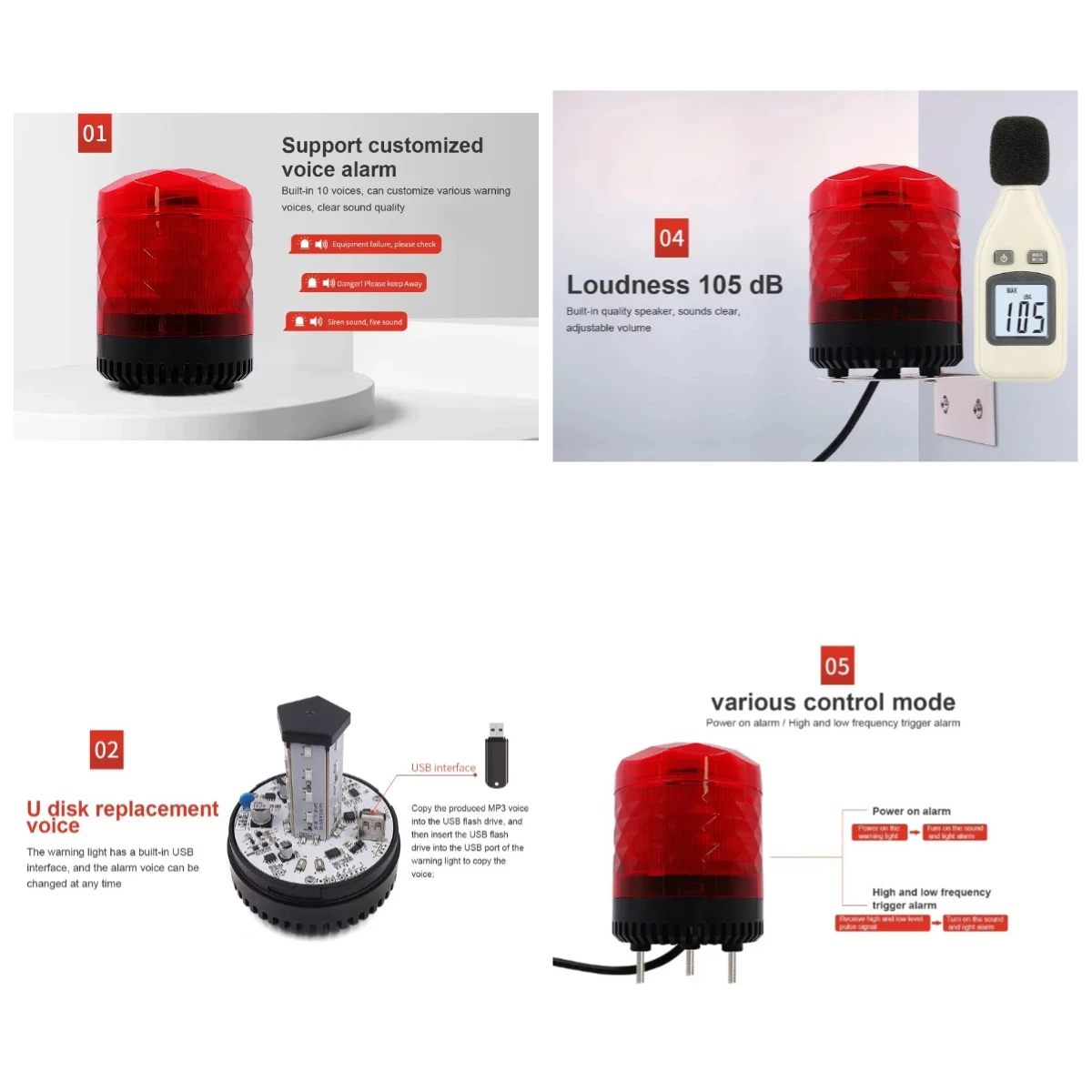 2026 Pedestrian collision forklift red zone warning light hazard warning flashing signal light supplier