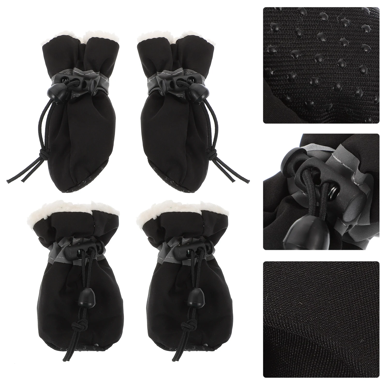 

4 Pcs Pet Winter Shoes Puppy Dog Boots Warm Velvet Bottom Protector Sneakers Cat Booties Anti Freeze Elastic B