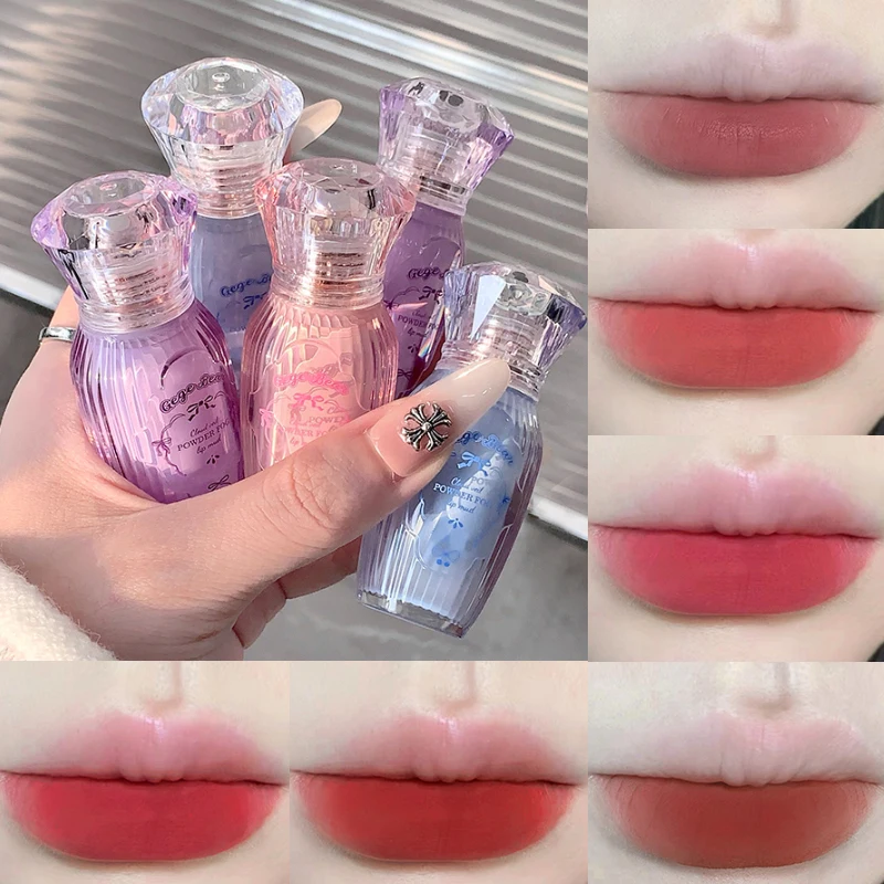 게게베어 파우더 립 머드, 매트 립, 저채도 화이트 립스틱, 자연스러운 색상, 컵에 묻지 않음, 지속력 있는 메이크업