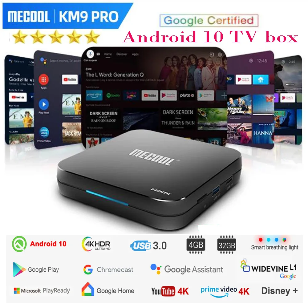 [Genuine]Android TV Box Mecool KM9 PRO Classic 4K Deluxe 10 Wifi Game Google Certified 16GB S905X2 USB3.0 IP TV box Media Player