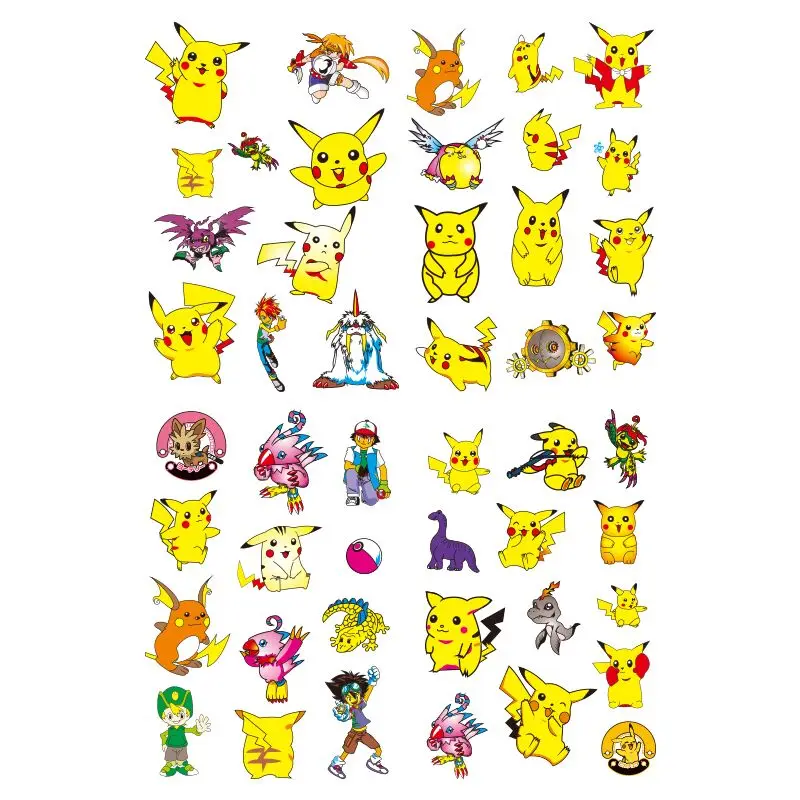 12PCS Pokemon Tattoo Stickers Waterproof Cute Pikachu Sticker NEW Cartoon Kids Girls Christmas Birthday Gift Figure Toys