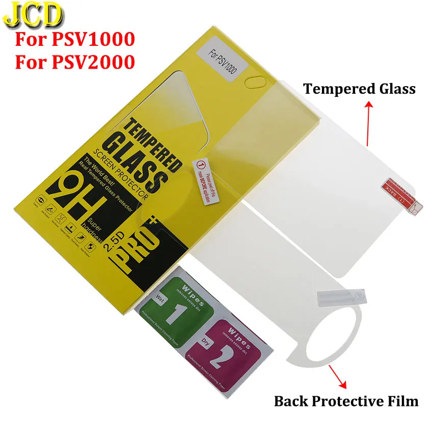 JCD Front Tempered Glass Clear HD Screen Protector Cover Back Protective Film For Psvita PS Vita PSV 1000 2000 PSV1000 PSV2000