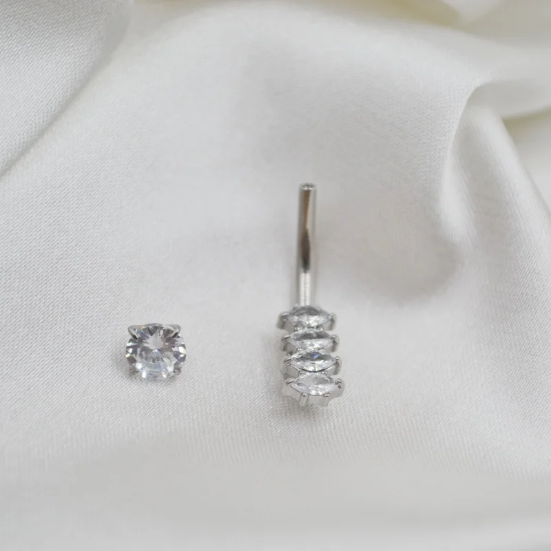 20PCS Surgical Steel  CZ  Navel Belly Button Bar Internally Threaded Navel Rings Body Piercing Jewelry