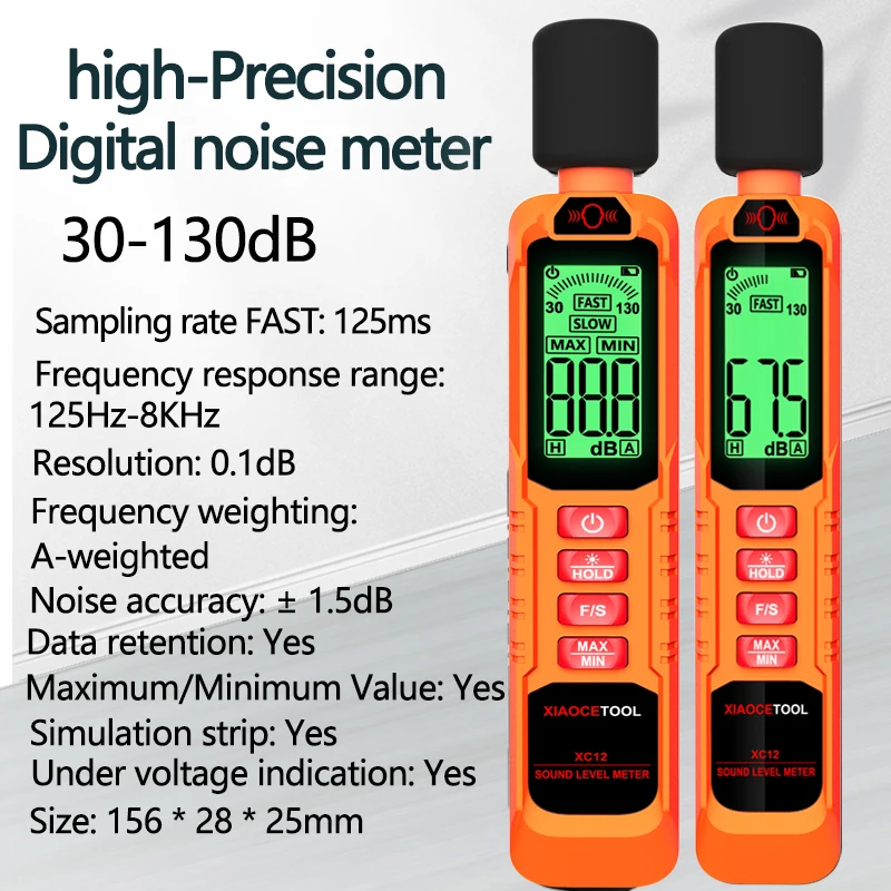 المهنية الرقمية مقياس الضوضاء عالية الدقة المحمولة ديسيبل تستر مستوى الصوت متر للاستخدام المنزلي DB 30 ~ 130dB