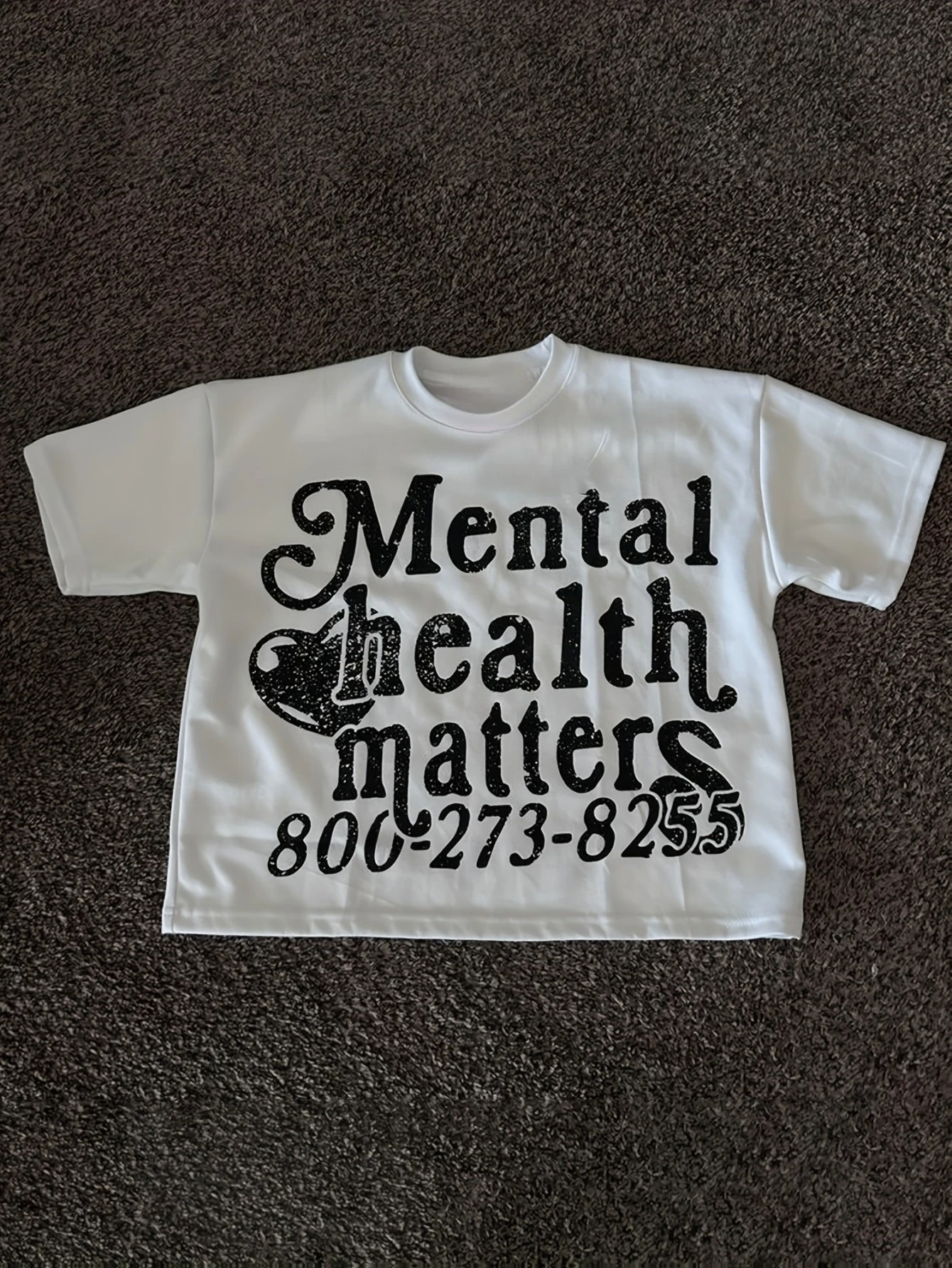 Men Women Summer Round Neck Short Sleeved Casual Cotton Print T-shirt MENTAL HEALTH MATTERS Letter Print Vintage Y2K Streetwear