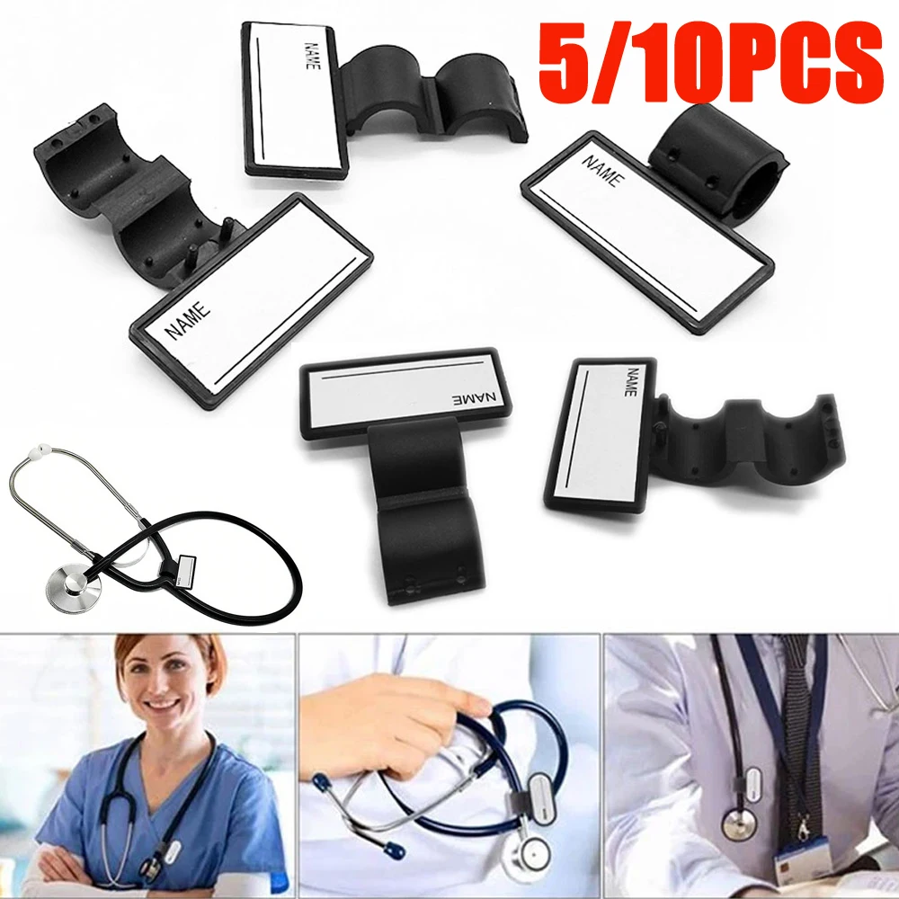 5/10pcs Name Tag Stethoscope Identification Tags Id Holder Clip Badge label Tube Nametags Plate Badges