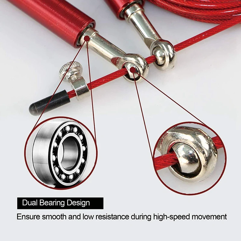 NEW-High Speed Jump Rope Swivel Dual Bearing Adjustable Anti-Slip Aluminum Handle Skipping Rope For Fitness