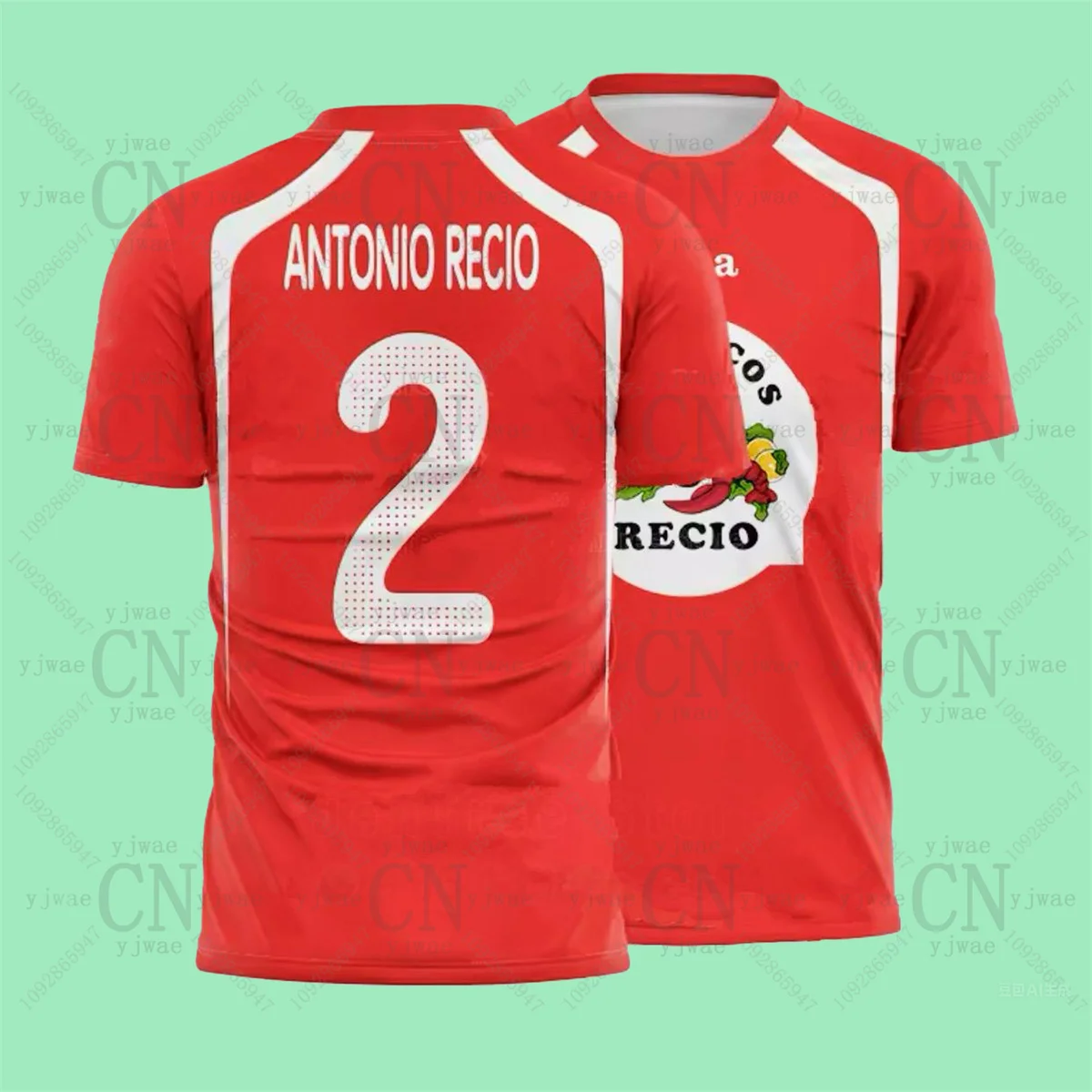 Amador & Vicente & Recio قمصان كرة القدم المأكولات البحرية الروبيان Recio تي شيرت مطبوع التجفيف السريع ملابس رياضية الصيف الرجال والنساء تي شيرت #2