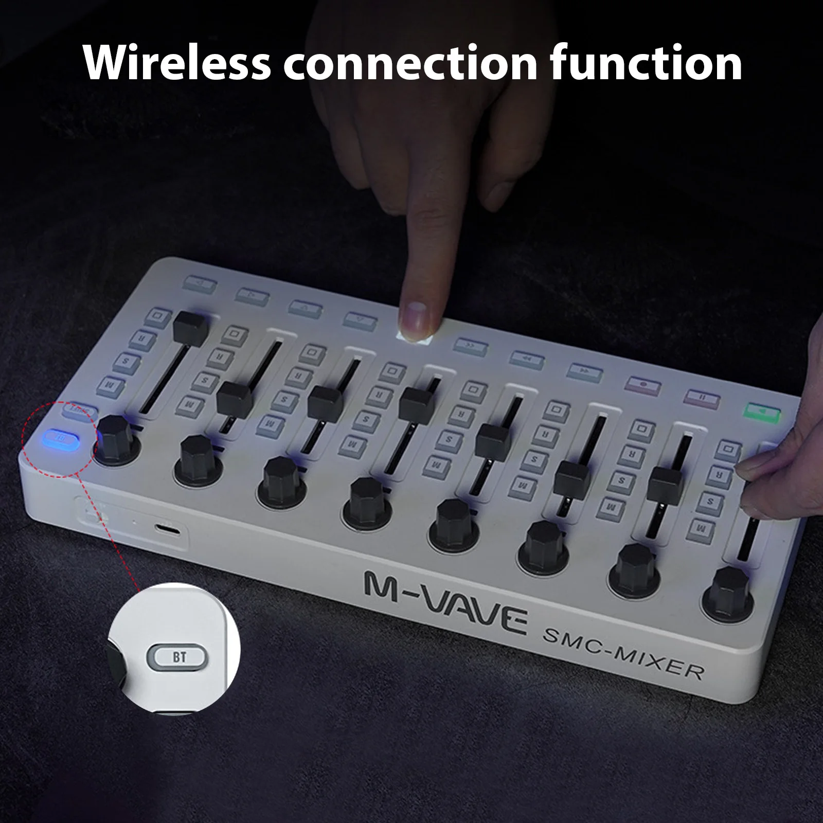 M-VAVE SMC-Mixer Wireless MIDI Controller Mixing Console BT Connection USB Controller Mixer for Most Electroacoustic Instruments