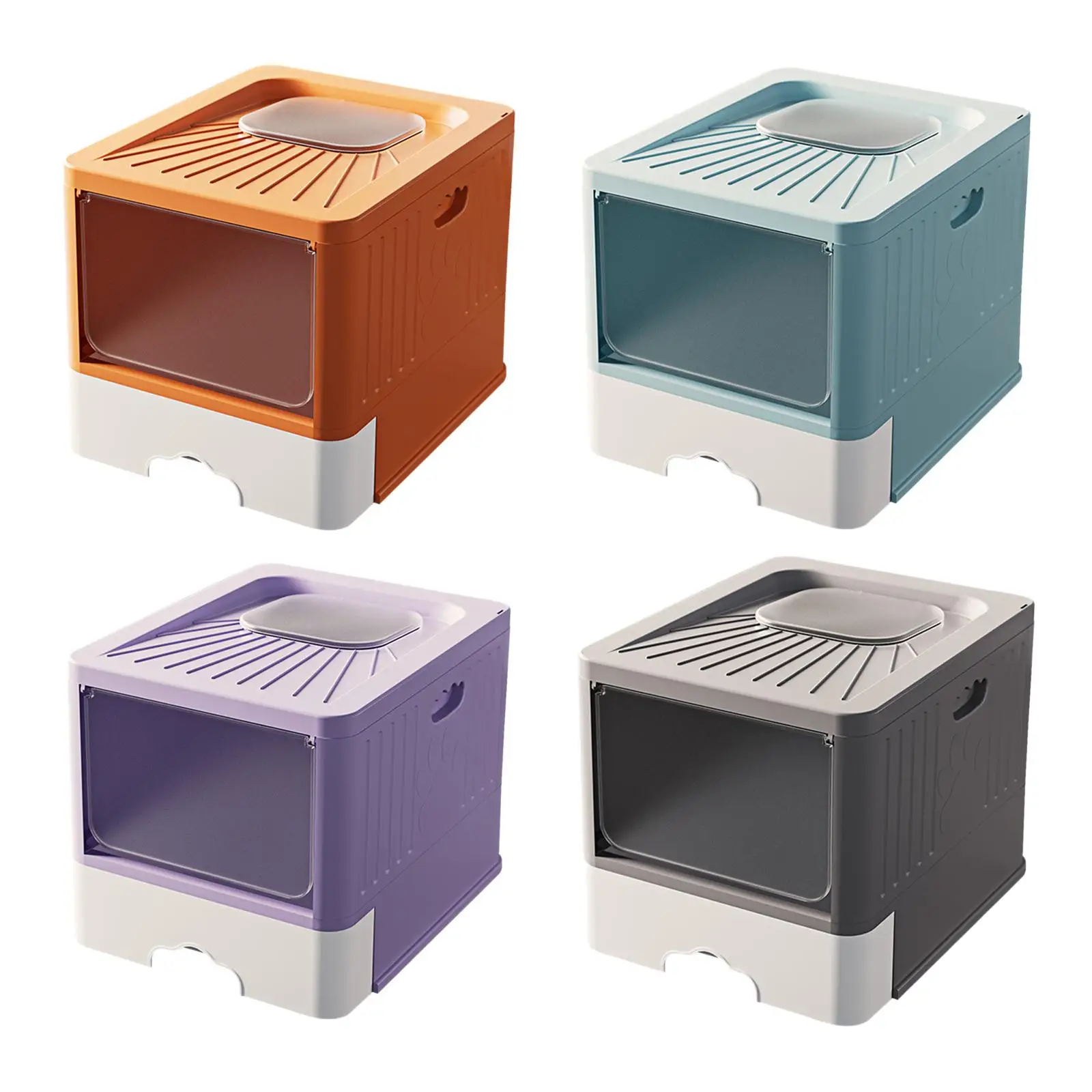 

Foldable Cat Litter Box Portable Reusable High Side Top Access Fully Enclosed