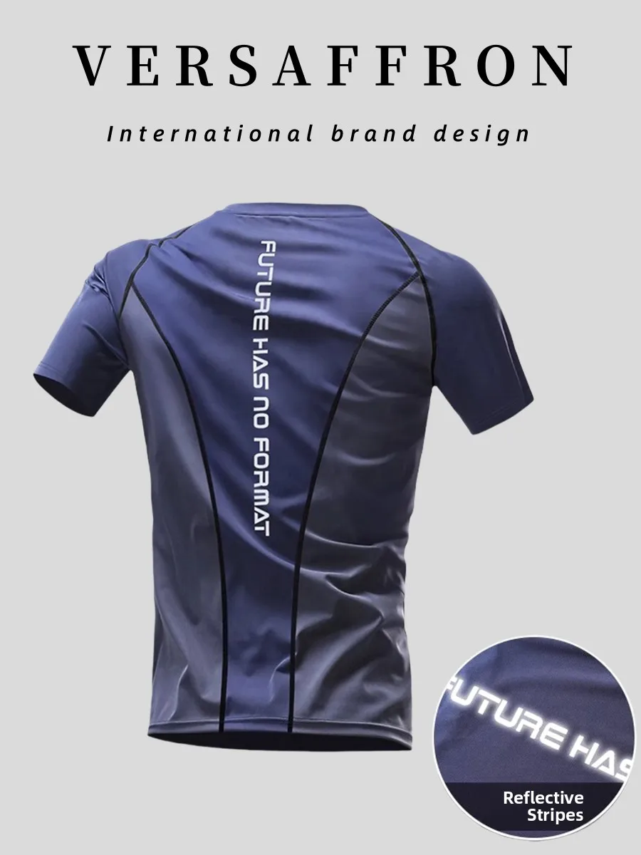 Versron Fitn Clothing Men's Qui Dry Long Sve T-irt Sports Top Tight Fit Stand Edition Cool Feeling