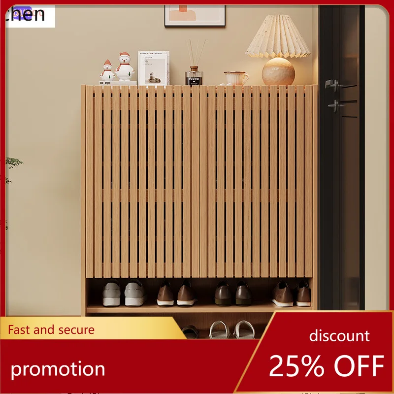 HXL Solid Wood Shoe Cabinet Large Capacity Entrance Doorway Elevator Entrance Ventilation Grid