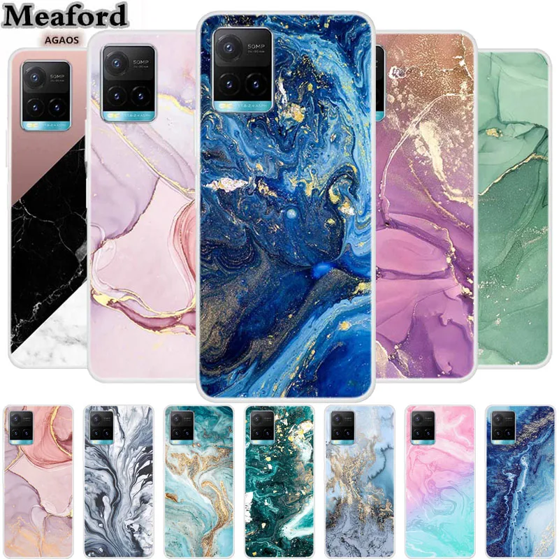 For Vivo Y21s Case Marble TPU Soft Silicone Back Cover Phone Case For Vivo Y21s V2110 Protective Coque VivoY21s Cartoon Funda