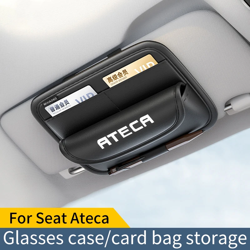 For Seat Ateca Car Sunshade Multifunctional Storage Bag Car Glasses Clip Card Bag Ticket Receipt Storage Bag