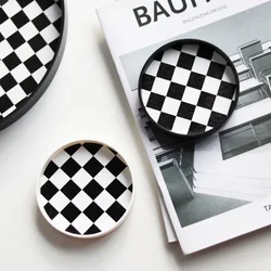 Nordic Ins Black and White Cup Mat Checkerboard Tea Coaster Table Mat Coaster  Nordic Home Decor Desktop Storage