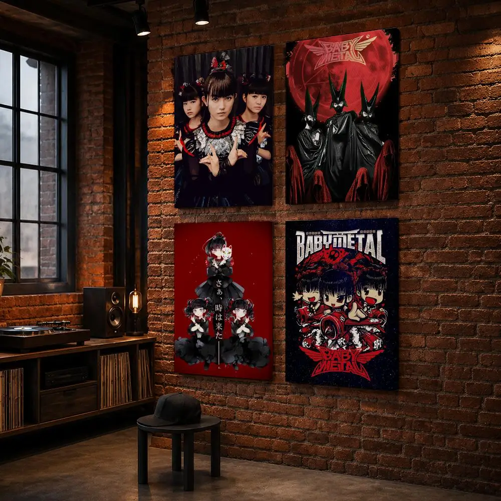 B-Babymetal Rock Band Framed Wall Painting Wood Framed Wall Art Print For Bedroom Living Room Hallway Office Home Decor