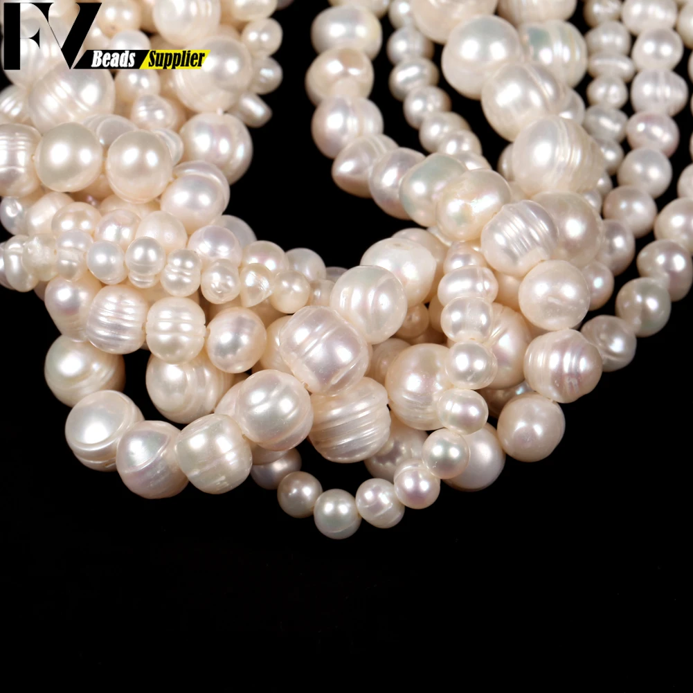 Natural Freshwater White Pearl 4-11mm Round Beads Spacer Beads for Jewelry Making Diy Bracelet Necklace Earring Accessories 15\'\'