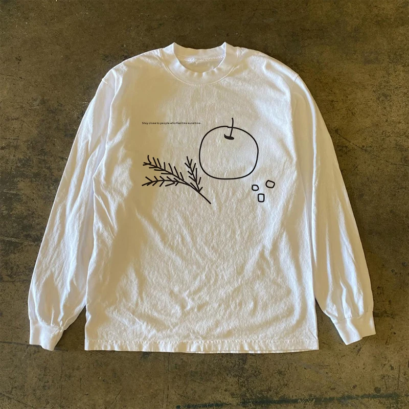Heavyweight 310g Pure Cotton Long Sleeve T-Shirt American Retro Oversize Streetwear Versatile Comfortable Unisex round Neck Tee