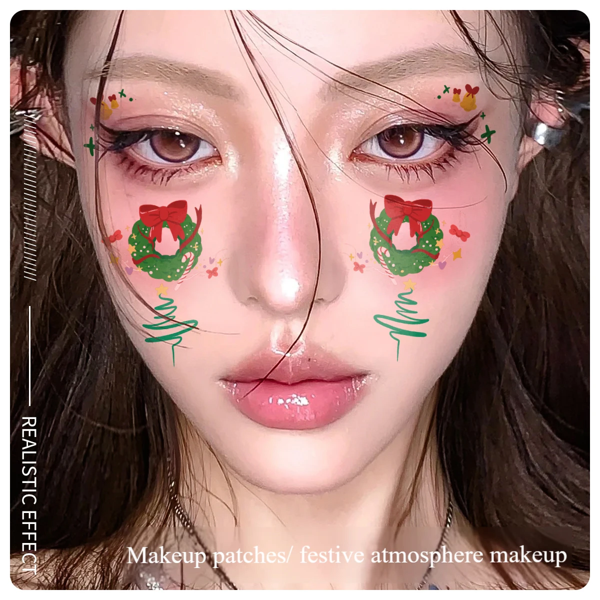 Christmas Face Tattoo Stickers Bells Bow Hearts Stars Ribbons Freckles Temporary Tattoo Stickers for Festival Party