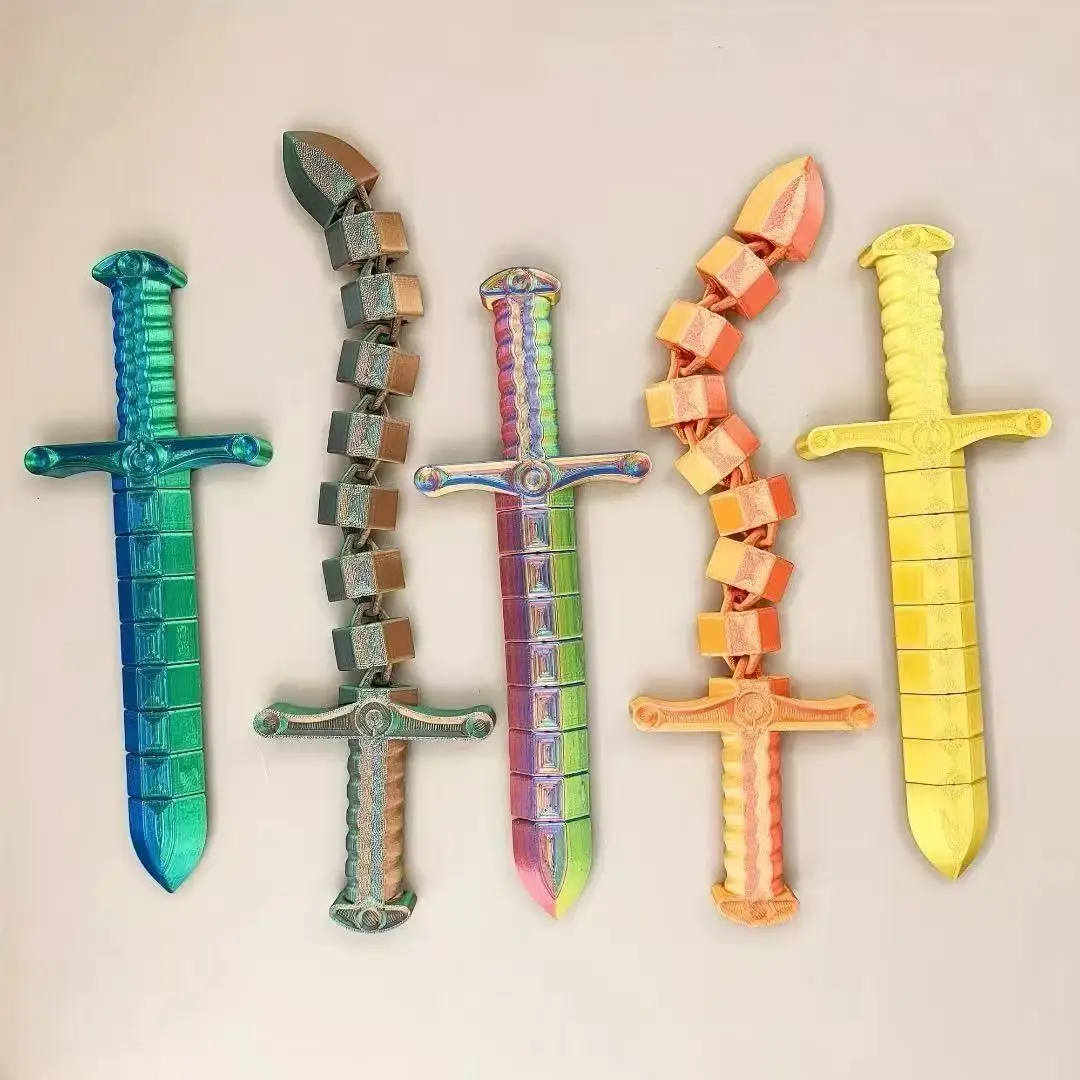 Large 27cm 3D Printed Swords Scalable Whip Anime Accessories Kids Adult Home Bedroom Ornaments Cosplay Props Model Gifts