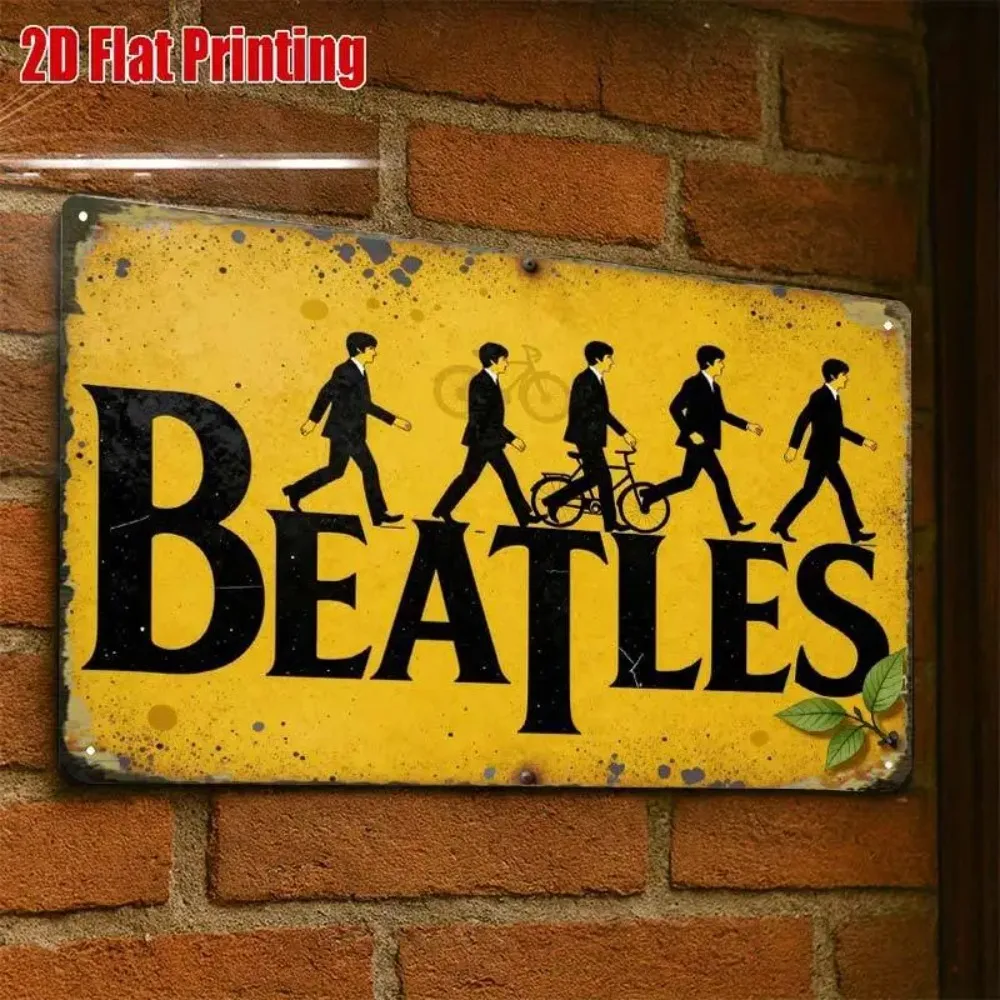 2D Flat Aluminum Decorative Vintage The Beatles Abbey Road Crossing Sign Durable Wall Plaque for Home Bar Office Man Cave
