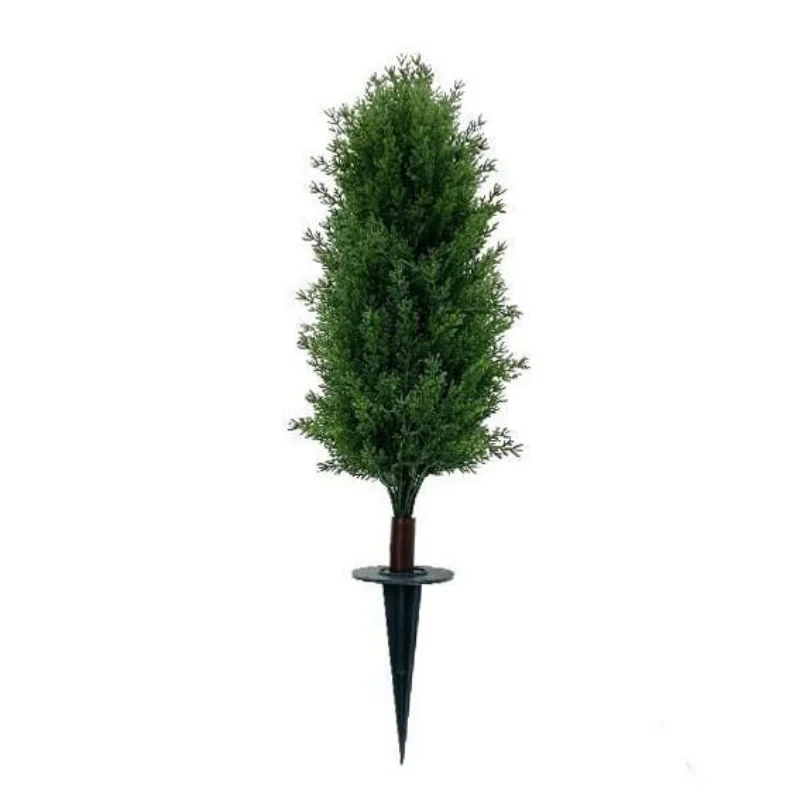 

1pc Xmas Tree With Stake Pine Tree Potted Simulated Pine Needles Green Plant Decor Inserted Artificial Pine Cypress UV Resistant