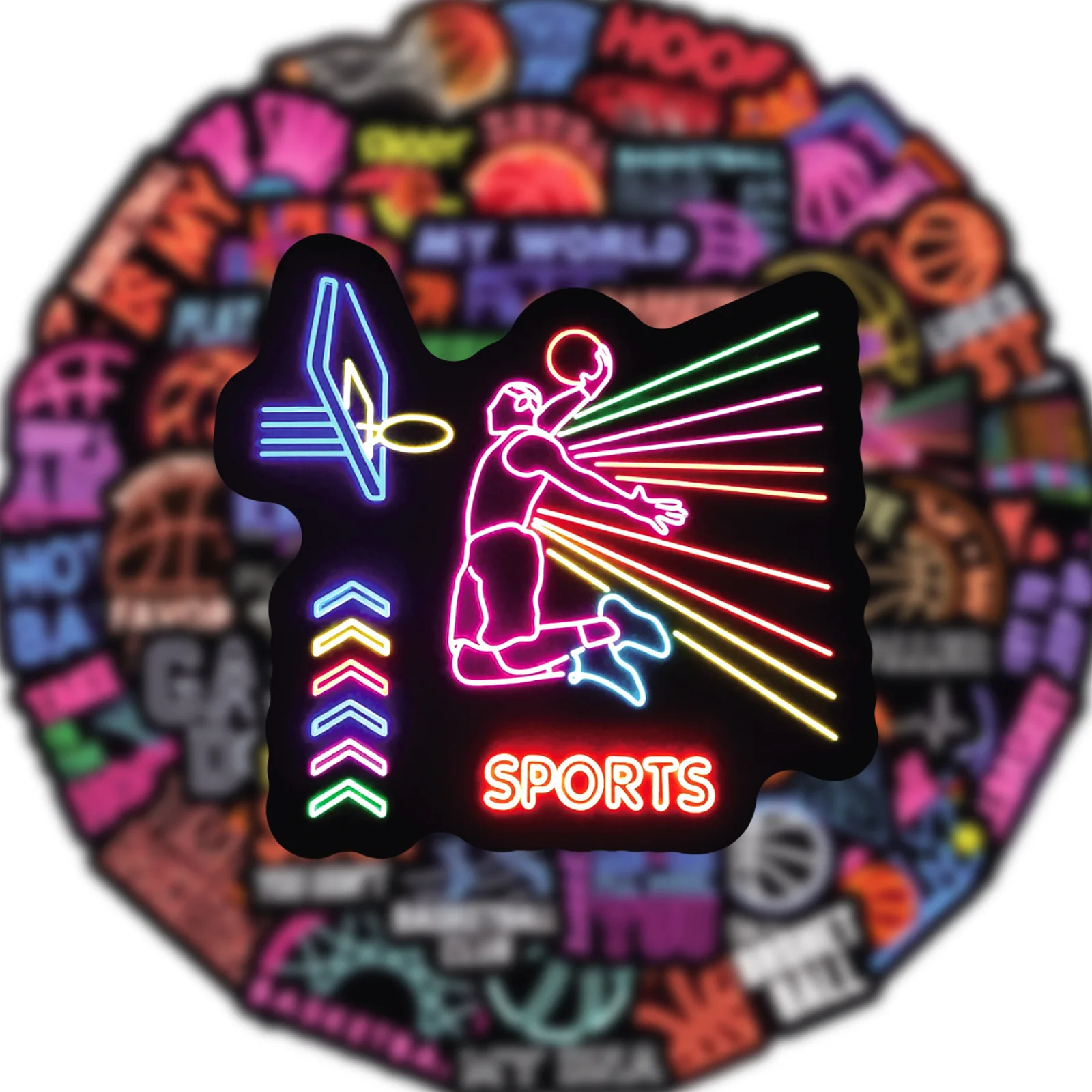 10/30/50PCS Cartoon Neon Motivation Basketball Sport Aufkleber DIY Dekoration Wasserdichte Skateboard Notebook Graffiti Spielzeug