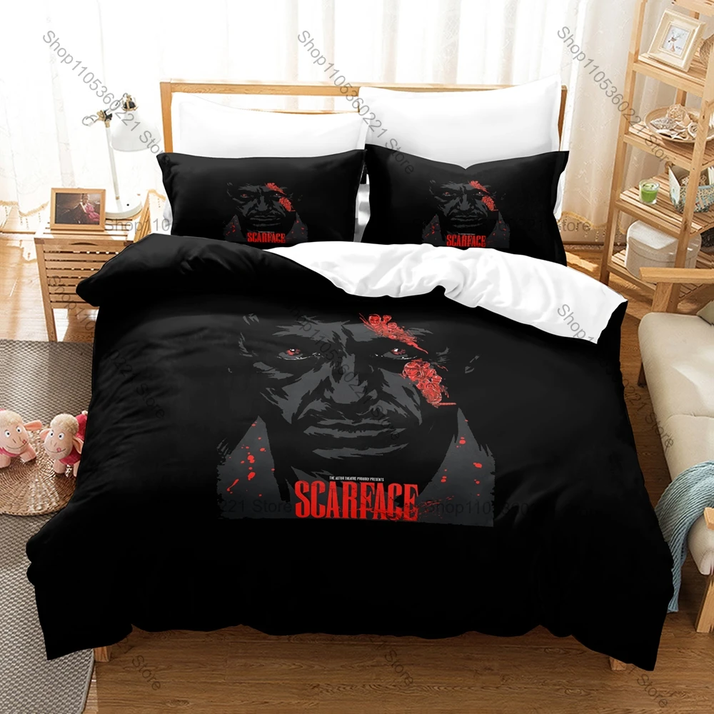 Personality Scarface Movie New Bedding Set Classic Film Print Duvet Cover Pillowcase Bedroom Home Decor For Fans Vintage Gangste