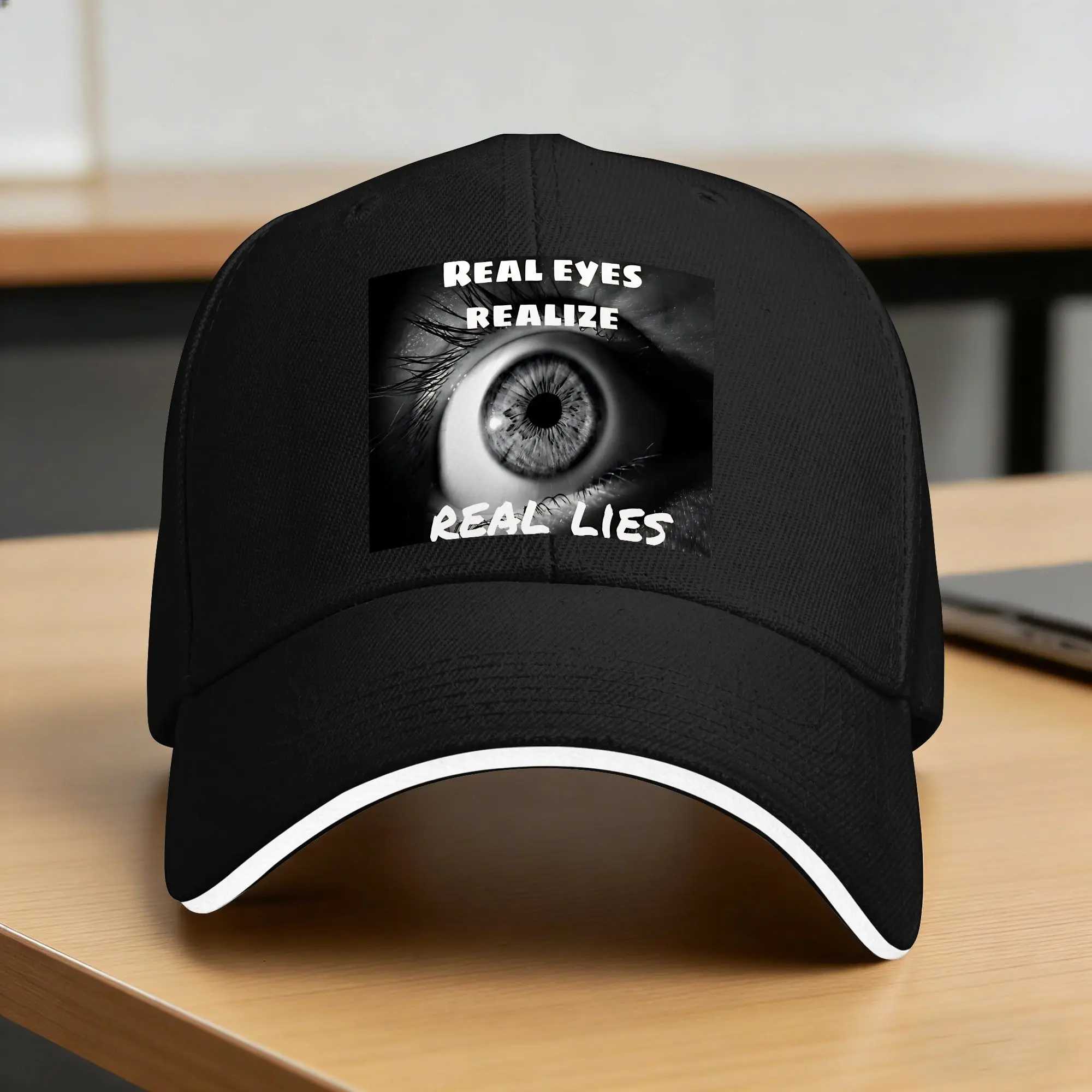 Real eyes realize real lies Sun Baseball Cap Spring Unisex Men  Print Hip Hop Hats High Quality Vintage Kpop Rock Baseball Caps