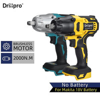 Drillpro New 2000N.M Brushless Cordless Electric Impact Wrench Rechargeable 1/2\