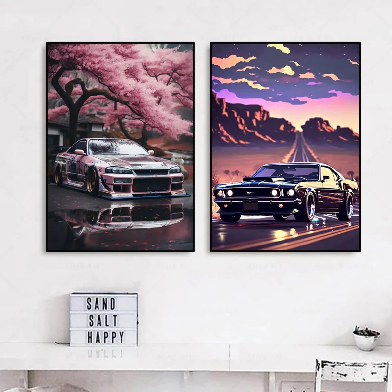 Trending Cars Retro Poster Nissan Skyline Supercar Famous GTR Car  Modern Wall Art Picture Canvas Painting Print Room Home Decor