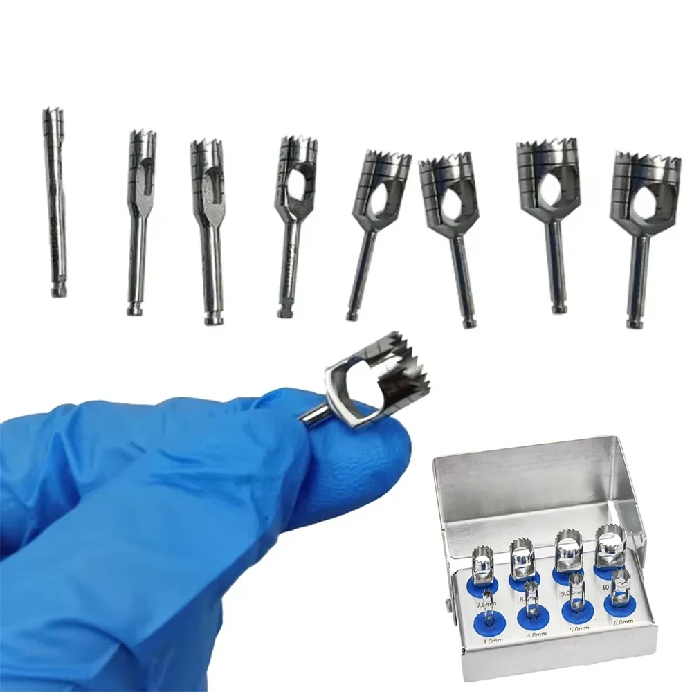 

8Pcs/set Implant Bone Treph Dental Cutting Trephine Burs Implant Bone Trephine Drill Dentistry Instrument Planting Low Handpiece