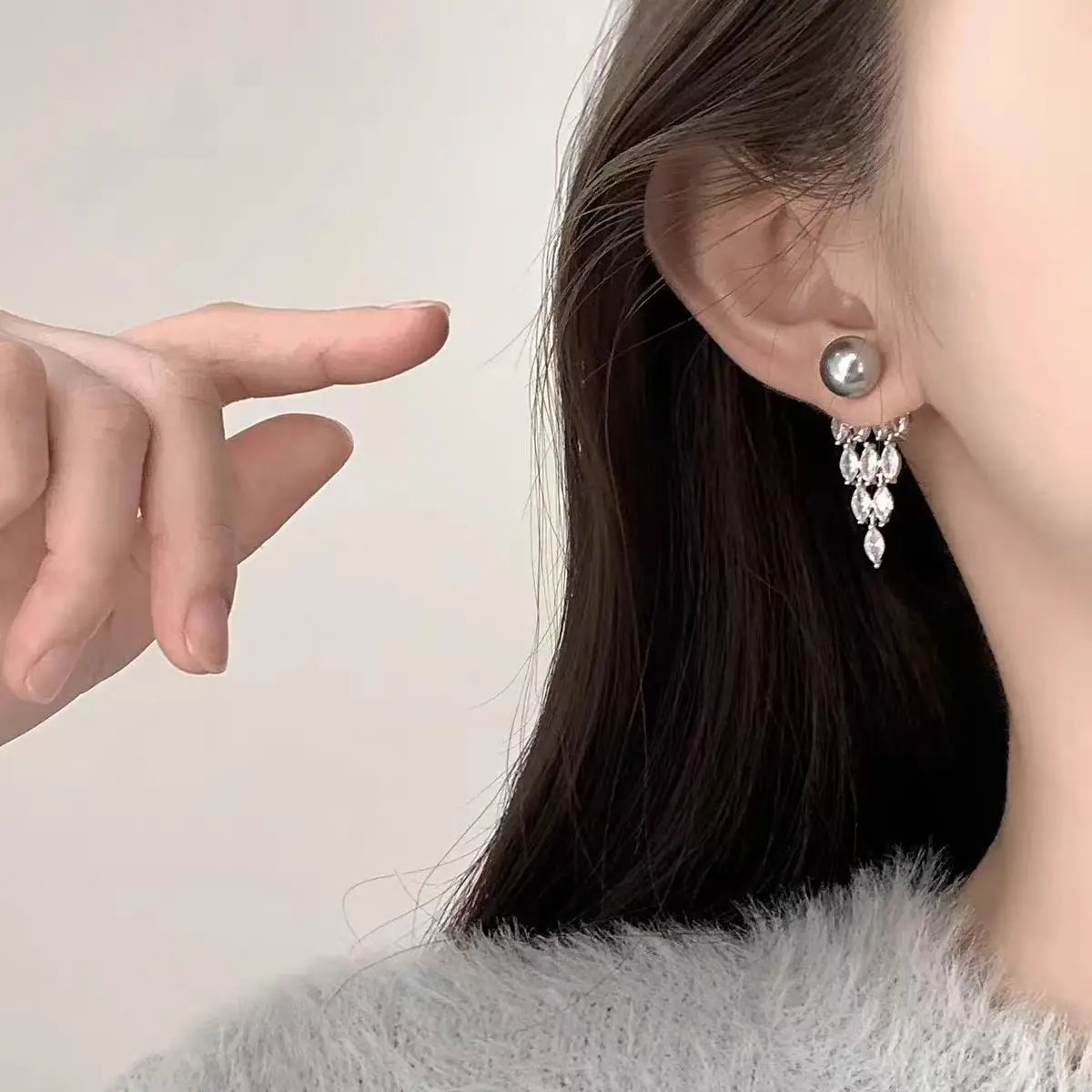 

925 Sterling Silver Stud Earrings Water Drop Tassels Anniversaries Natural Pearls Earring For Women Fine Jewelry Party Gift