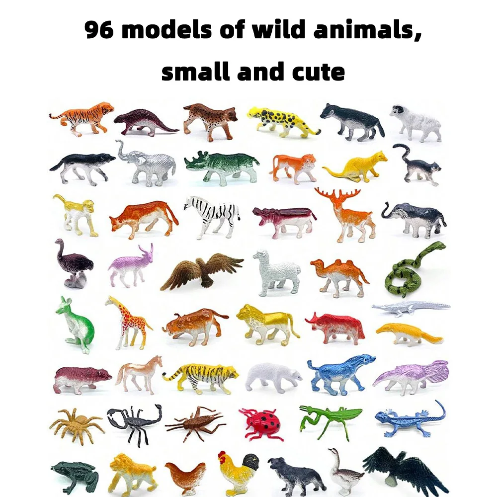 96 modelos de vida selvagem brinquedos de plástico tigres leões macacos e outros modelos de coleção de animais selvagens decoração de casa presentes de aniversário