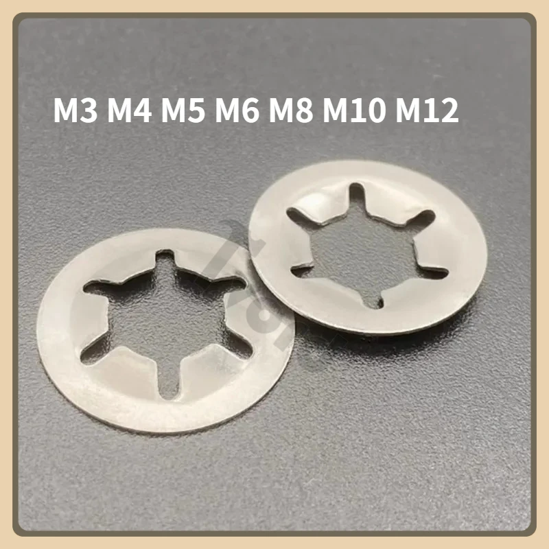 

20/100pcs/lot M3 M4 M5 M6 M8 M10 M12 Stainless Steel Star Lcok Plum Bearing Retaining Rings Flower Washer Clip