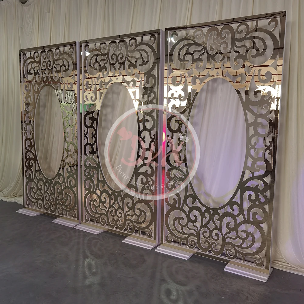 Factory Exquisit Wedding Decoration Event Backdrop Acrylic Pvc Gold carving Backdrop