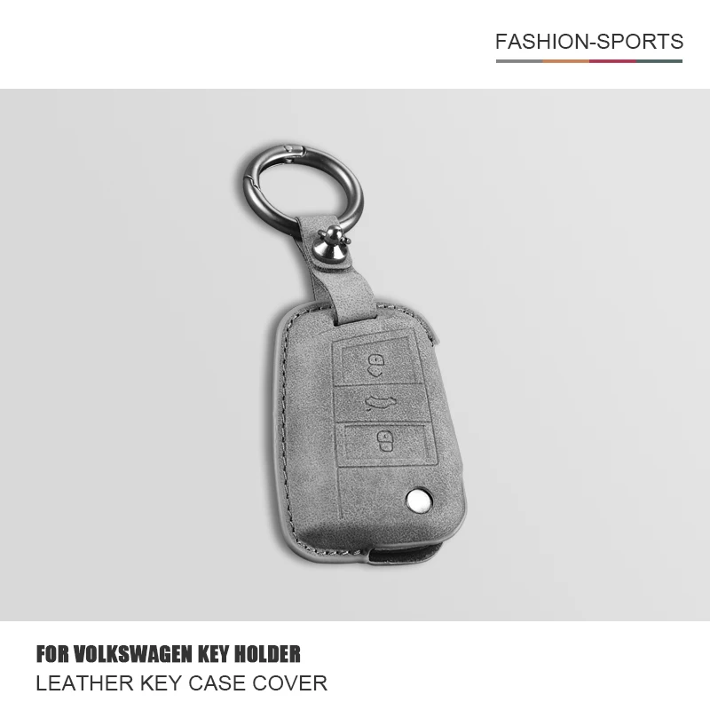 

Leather Car Key Case Cover For VW Tiguan MK2 T-cross Golf 7 MK7 Polo Passat For Skoda Octavia Kodiaq Karoq For Seat Ateca Leon